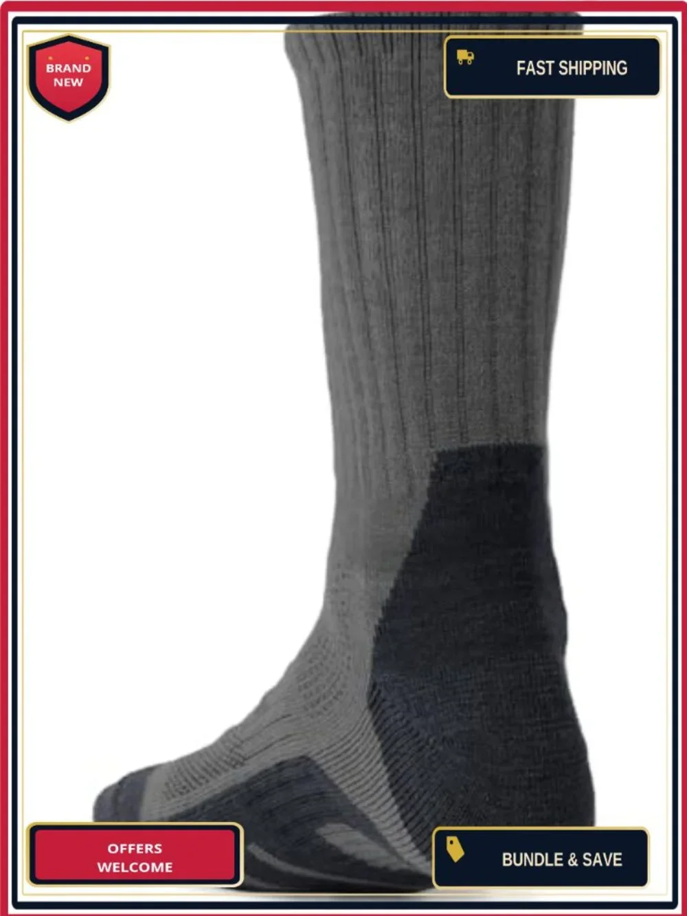 Wool Blend Mid Calf Hiking Socks 3 Pack Moisture Wicking Cushion Boot Tactical